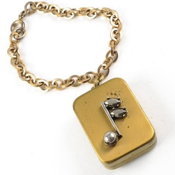 Beautiful Vintage Swiss Reuge Music Box Bracelet /Charm Bracelet with Music Note - Picture 1 of 3